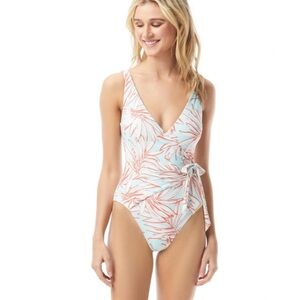 EUC Vince Camuto Swim Wrap Front Leafy Floral One Piece Riviera Delle Palme